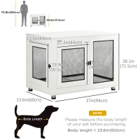 PawHut Pet Crate End Table with Water-resistant Cushion or Large Medium Dogs, White(m-3)