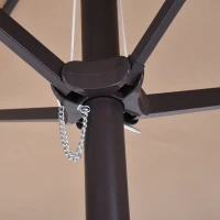 Outsunny 15'x 8.7' Outdoor Patio Umbrella with Twin Canopy Backyard Umbrella with Lift Crank Tan(m-10)