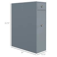 kleankin Bathroom Floor Organizer Free Standing Space Saving Narrow Storage Cabinet Bath Toilet Paper Holder with Drawers Gray(m-3)