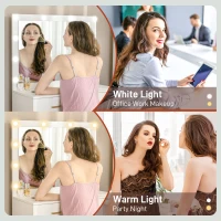 HOMCOM Makeup Vanity Table Set with Stool, Dressing Table with LED Lighting Mirror, Drawers, for Bedroom, White(m-4)