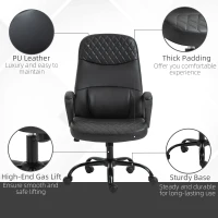Vinsetto Massage Office Chair, PU Leather Swivel Chair with 2-Point Vibration Lumbar, USB Power and Adjustable Height, Black(m-9)