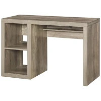 HOMCOM Rectangle Computer Desk with Thick Board and Display Shelves for Home Office Table Workstation, Natural Wood(m-11)