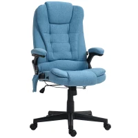 Vinsetto 6 Point Vibrating Massage Office Chair with Heat, Linen High Back Massage Desk Chair w/ Reclining Backrest, Light Blue(m-1)