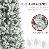 HOMCOM 6ft Pencil Christmas Tree, Flocked Tree with 479 Branch Tips and Metal Base for Home, Indoor, Holiday(m-5)