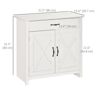 HOMCOM Farmhouse Sideboard Buffet Cabinet, Storage Cabinet with Barn Doors, Distressed White(m-3)