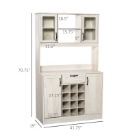 HOMCOM Kitchen Buffet with Hutch, Kitchen Pantry with Drawer and Wine Rack, White(m-3)