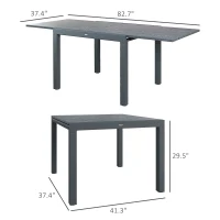 Outsunny Patio Table for 6-8 People, Aluminum Frame Rectangle Garden Table with Wood Effect Steel Top, for Backyard, Dark Gray(m-3)