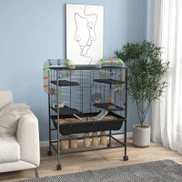 PawHut 43" Rolling Hamster Cage with Tunnel Tube System, Storage Shelf, Exercise Wheel, Food Dish, Water Bottle, Ramp(m-8)