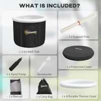 Outsunny Cold Plunge Tub, Portable Ice Bath Cold Water Therapy Tub with Thermo Lid, for Athletes Recovery, Black(m-7)