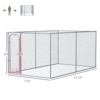 PawHut Large Dog Kennel Outside, Heavy Duty Dog Cage, Outdoor Fence Dog Run with Galvanized Chain Link, Secure Lock, 13.1' x 7.5' x 6'(m-3)