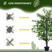 Outsunny 4.75FT Artificial Ficus Tree, Fake Tree with Leaves, Faux Plant in Nursery Pot for Indoor Decoration(m-6)