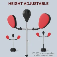 Soozier Boxing Bag with Stand, Adjustable Height Punching Speed Bag with 2 Target Arms, for Training, Exercise, Black(m-5)