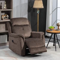 HOMCOM Manual Recliner Chair with Vibration Massage, Reclining Chair for Living Room with Side Pockets, Brown(m-1)
