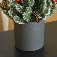 HOMCOM 18" Tall Unlit Miniature Snow-Flocked Tabletop Artificial Christmas Tree, Holiday Decoration with Pine Cones and Berries(m-8)