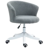 Vinsetto Armless Office Chair, Fluffy Computer Desk Chair with Adjustable Height, Swivel Wheels, Mid Back, Grey(m-2)