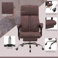 Vinsetto Executive Massage Office Chair with 4 Vibration, Computer Desk Chair, PU Leather Heated Reclining Chair with Adjustable Height, Swivel Wheels, Brown(m-8)
