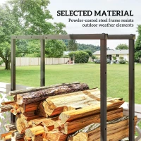 Outsunny Adjustable Firewood Log Rack Heavy-Duty Steel Log Holder for Outdoor Indoor Use, 25.6" x 9.8" x 59.1", Black(m-5)