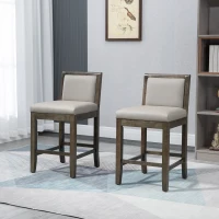 HOMCOM Counter Height Bar Stools Set of 2, Bar Chairs with Wood Legs, Grey(m-10)