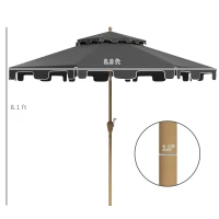 Outsunny 8.8' Patio Umbrella with Push Button Tilt and Crank, Dark Gray(m-3)