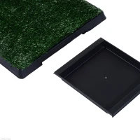 PawHut Dog Grass Pad with Tray, Artificial Grass for Dogs, Doggy Bathroom Toilet Potty Tray Indoor Outdoor Puppy Potty Training (51 x 63 CM)(m-9)