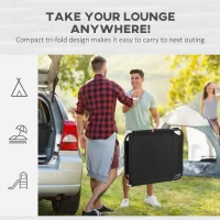 Outsunny 2PCS Adjustable Outdoor Lounge Chair, Garden Folding Chaise Lounge with Face Hole Reclining Tanning Chair Seat, Folding Camping Beach Lounging Bed w/ Head Support Black(m-9)