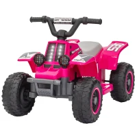 Qaba 6V Kids ATV Quad, 4 Wheeler Battery Powered Electric Ride on Car w/ Lights, Forward Backward, Pink(m-2)