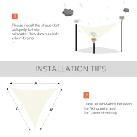 Outsunny Triangle 10' x 10' x 10' Outdoor Sun Shade Sail, Garden Cover UV Block Fabric Canopy for Patio, Deck, Cream(m-7)