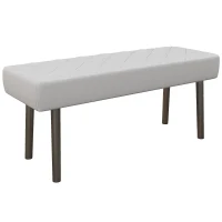 HOMCOM End of Bed Ottoman Bench, 39.4" Faux Leather Upholstered Entryway Bench with Metal Legs and Padded Seat, Gray(m-11)