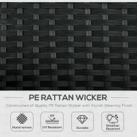 Outsunny Wicker Double Chaise Lounge Chair Outdoor Recliner 2 Person Rattan Patio Reclining Sunbed Furniture Cushioned w/Adjustable Backrest, Cream White(m-4)