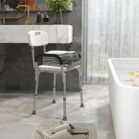 HOMCOM Shower Chair, Mobility Medical Grade Bath Chair, Adjustable Shower Bench with Removable Armrests for Seniors, Handicap, Disabled(m-10)