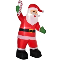 HOMCOM Inflatable Christmas Outdoor Lighted Yard Decoration, Santa Claus with Candy Cane, 8' Tall(m-11)