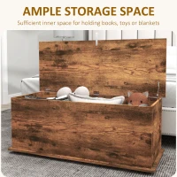 HOMCOM 39.5" Storage Chest with 2 Safety Hinges, Storage Box Organizer with Flip-Top Lid, Entryway Storage Bench, Rustic Brown(m-4)