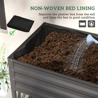 Outsunny Galvanized Raised Garden Bed, Metal Planter Box with Legs, Storage Shelf and Bed Liner, Dark Gray(m-7)