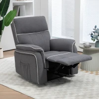 HOMCOM Fabric Reclining Chair, Manual Recliner Chair for Living Room with Footrest, 2 Side Pockets, Steel Frame, Dark Grey(m-7)