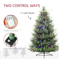 HOMCOM 9 ft Artificial Christmas Tree, Prelit Christmas Tree with 300 LED Lights, 1939 Branch Tips and Wide Metal Base, Green(m-5)