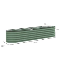 Outsunny 7.9' x 2' x 1.4' Galvanized Raised Garden Bed Kit, Metal Planter Box with Safety Edging, Green(m-3)