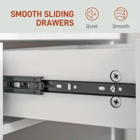 HOMCOM Makeup Vanity Table Set with Stool, Dressing Table with LED Lighting Mirror, Drawers, for Bedroom, White(m-7)