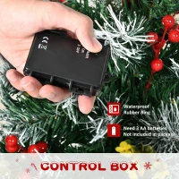 HOMCOM 2.5 Ft/30" 2 Pack Outdoor Entryway Pre-Lit Artificial Christmas Tree Cordless with 70 Branches, Warm White LED lights, Red Berries, Pine Cones, Balls, Green(m-7)