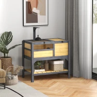 PawHut Tortoise Habitat with Shelf Storage Tortoise Gift Accessory with Weather Protection for Indoor, Yellow(m-10)