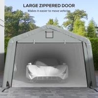 Outsunny Carport 12' x 20' Portable Garage, Heavy Duty Car Port Canopy with Ventilation Windows and Large Roll-up Door, Gray(m-6)