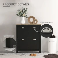 HOMCOM Small Shoe Cabinet with 2 Flip Drawers and Adjustable Shelves, 12 Pair Shoe Storage Organizer for Hallway, Black(m-6)