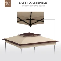 Outsunny 11' x 11' Replacement Canopy Top for Pop Up Canopy Tent, 2-Tier Canopy Cover, 30+ UV Protection, Beige(m-6)
