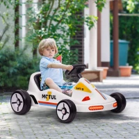 Qaba 6V Electric Go Kart for Aged 3-5 Kids with Music, Light, Horn, White(m-8)