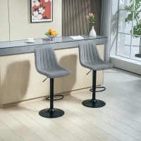 HOMCOM Adjustable Barstools Set of 2, Swivel Bar Stools with Back and Footrest for Kitchen Island Counter, Charcoal Grey(m-1)