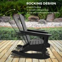 Outsunny Outdoor Rocking Chair, HDPE Adirondack Porch Rocker Chair for Garden, Patio, Black(m-6)