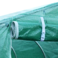 Outsunny 26' x 10' x 7' Walk-In Greenhouse Tunnel, Large Gardening Plant Hot House with 12 Windows and Zipper Doors for Backyard, Green(m-9)