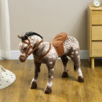 Qaba Kids Ride on Horse with Neighing Sound, Saddle for Ages 3-8(m-10)