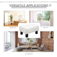 HOMCOM Ottoman Foot Rest, Small Foot Stool with Faux Leather Upholstery, Rectangular Ottoman Footrest with Padded Foam Seat and Plastic Legs, Bright White(m-6)