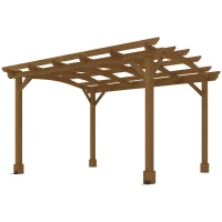 Outsunny 10' x 12' Wood Pergola, Outdoor Gazebo Grape Trellis with Arched Roof for Climbing Plant Support, Dark Brown(m-1)