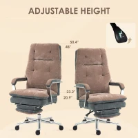 HOMCOM Home Office Chair, Big and Tall Fabric Computer Desk Chair, Swivel Task Chair with Adjustable Height, Coffee(m-5)
